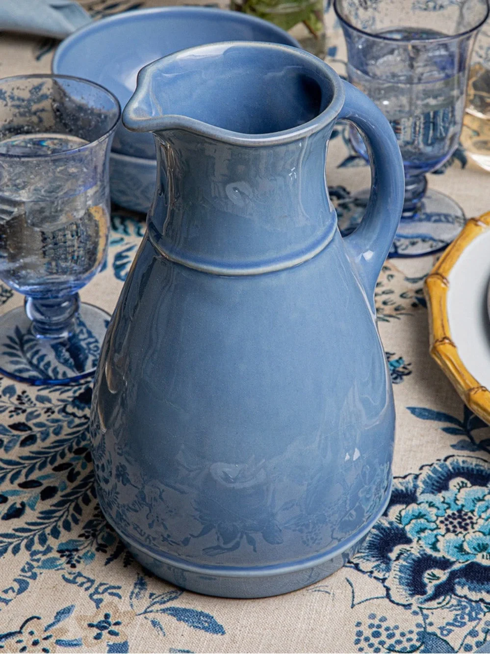 JULISKA PURO CERAMIC PITCHER CHAMBRAY BLUE 2.6 Qt. NEW